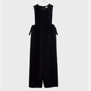 Madewell Black Texture & Thread Side-Tie Jumpsuit